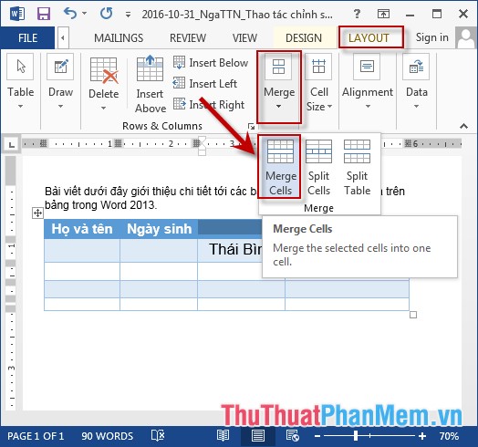 Manipulation editing on a table in Word Picture 8
