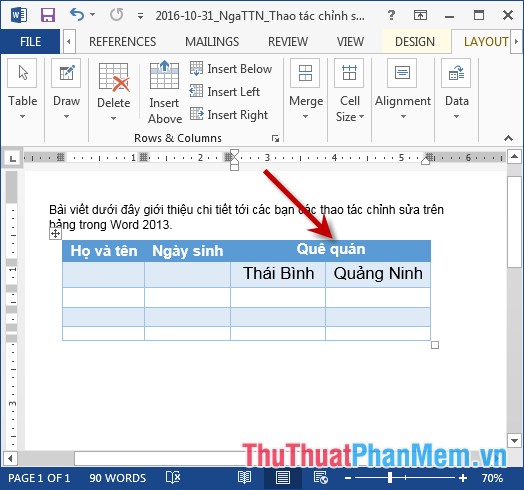 Manipulation editing on a table in Word Picture 9