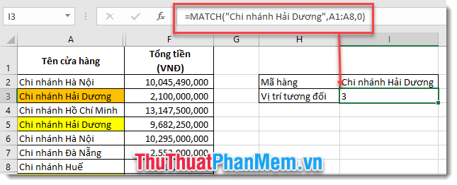 Match function in Excel - Usage and illustrative examples Picture 2
