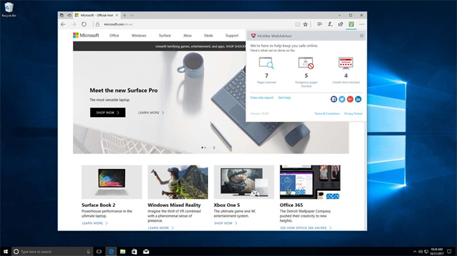 McAfee released the WebAdvisor extension for Microsoft Edge for free on ...