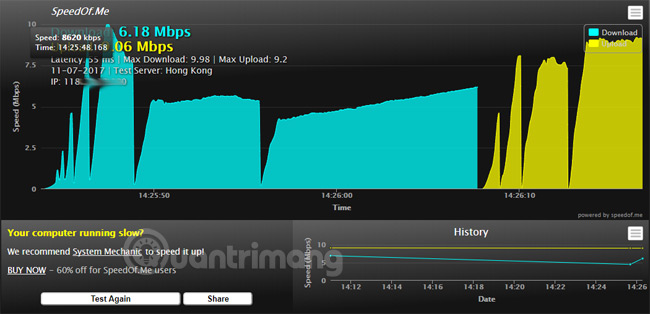 Measuring the speed of Viettel, VNPT and FPT using Speed ​​Of Me Picture 2