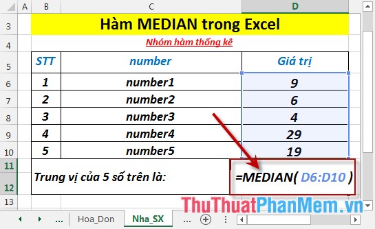 MEDIAN function - The function returns the median of the given numbers in Excel Picture 3