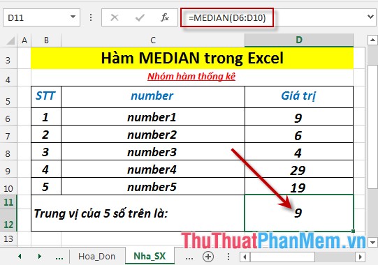 MEDIAN function - The function returns the median of the given numbers in Excel Picture 4