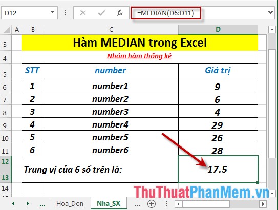 MEDIAN function - The function returns the median of the given numbers in Excel Picture 5