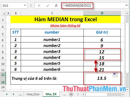MEDIAN function - The function returns the median of the given numbers in Excel Picture 6