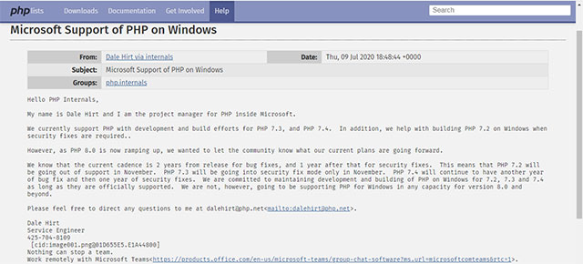 Microsoft is about to stop supporting PHP on Windows Picture 1