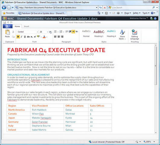 Microsoft launched Office 2010, Office Web Picture 3