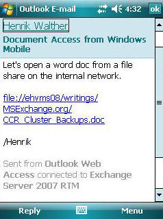 Mobile communications with Exchange Server 2007 - Part 1: New device features and improvements Picture 7