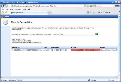 Mobile messaging in Exchange 2003 - Part 3: Installation, administration, and use of Microsoft Exchange Server ActiveSync Web Administration tool Picture 8
