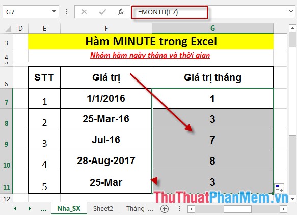 MONTH function - The function returns the monthly value of a day expressed as a serial number in Excel Picture 5