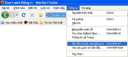 Mozilla Firefox - Private browsing Picture 1