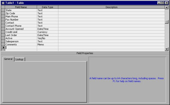MS Access 2003 - Lesson 15: Create an initial table Picture 6