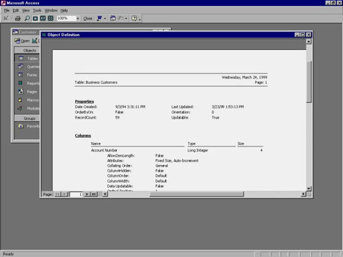 MS Access 2003 - Lesson 27: Printing information for objects Picture 3