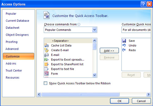 MS Access - Lesson 2: Customize Access Picture 8