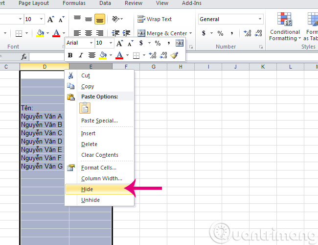 MS Excel - Lesson 4: Working with lines, columns, sheets - TipsMake.com