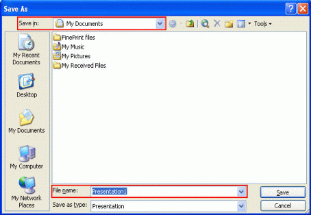 the format of presentation created in ms powerpoint 2003