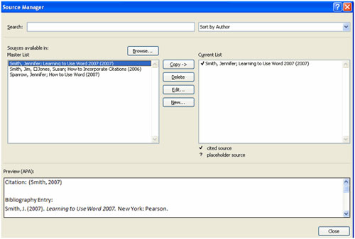 MS Word - Lesson 16: References and Citations Picture 5