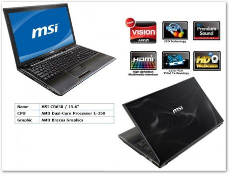 MSI CR650 - Laptop with AMD E-350 APU processor Picture 1