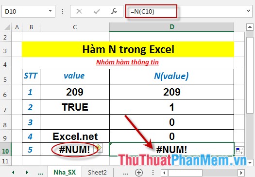 N function - The function returns the numeric value converted from any value other than the error value in Excel Picture 7