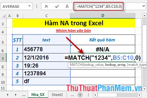 NA function - The function returns the # N / A error value in Excel Picture 5