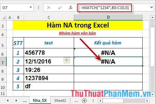 NA function - The function returns the # N / A error value in Excel Picture 6