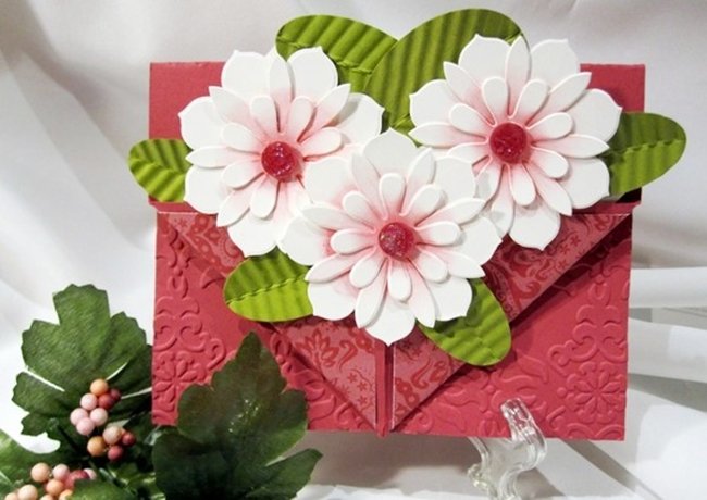 Narrow hand made beautiful 3D embossed flower cards for October 20 Picture 5
