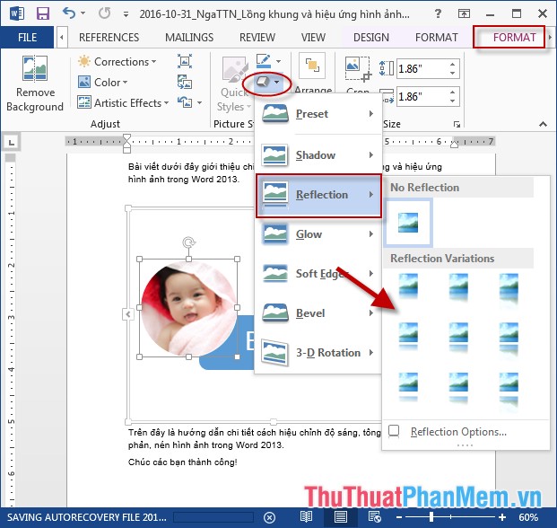 Nested frames and effects for images in Word Picture 6