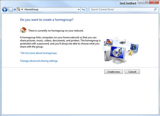 Network connection with Windows 7 HomeGroup Picture 8