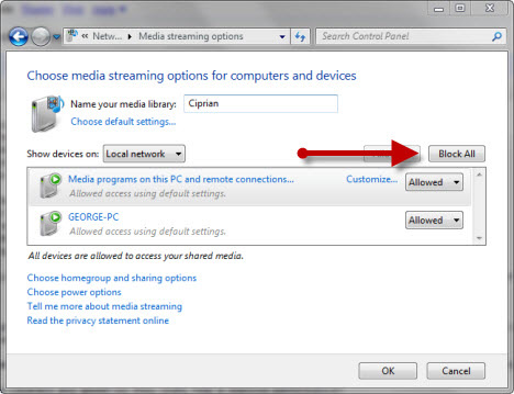 Network sharing settings in Windows 7 Picture 7