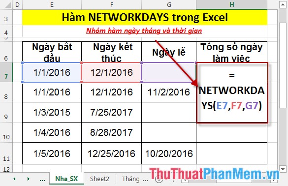NETWORKDAYS function - The function returns the number of whole working days between 2 dates in Excel Picture 3
