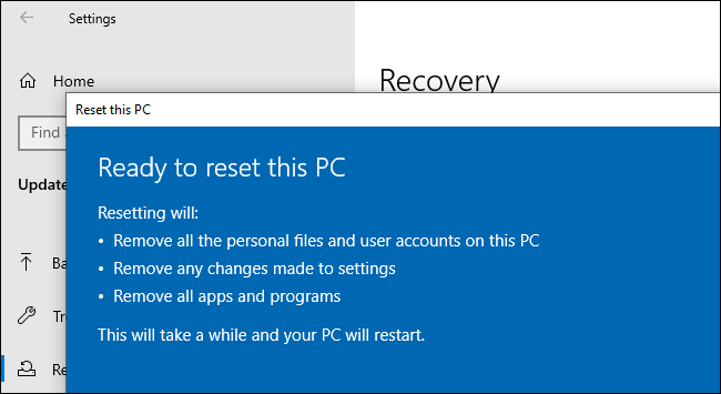 New features of Reset This PC on Windows 10 Picture 1