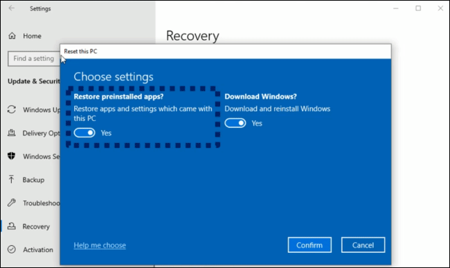New features of Reset This PC on Windows 10 Picture 2