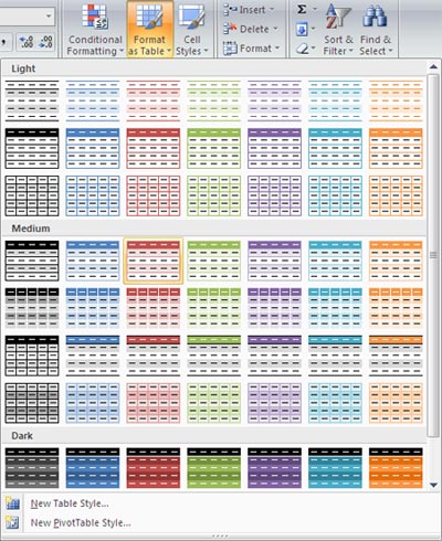 New points in Microsoft Office Excel 2007 Picture 5