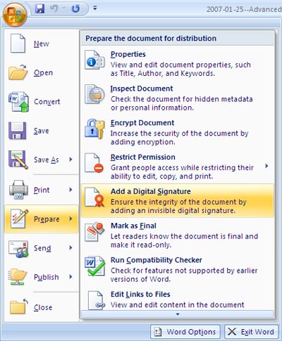 New points in Microsoft Office Word 2007 Picture 2
