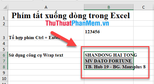 new line shortcut in excel