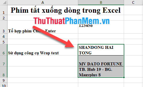 Newline shortcut in Excel Picture 5