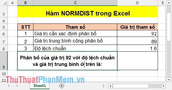 NORMDIST function - The function returns the normal distribution with the standard deviation and the average value specified in Excel Picture 2