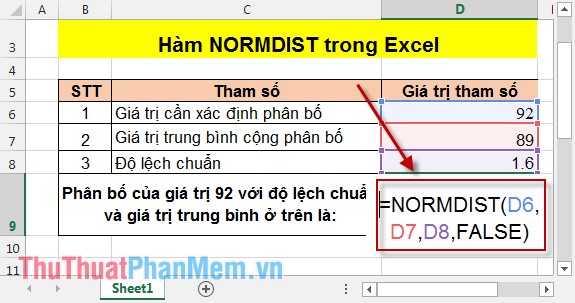 NORMDIST function - The function returns the normal distribution with the standard deviation and the average value specified in Excel Picture 5