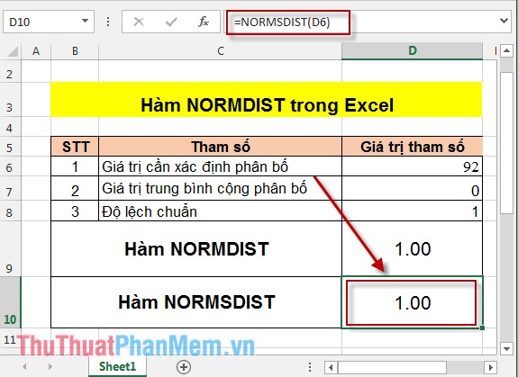NORMDIST function - The function returns the normal distribution with the standard deviation and the average value specified in Excel Picture 8