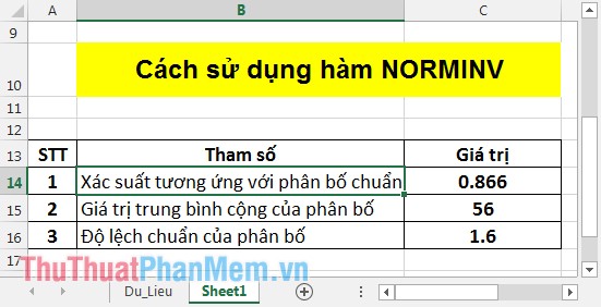 NORMINV function - The function returns the inverse of the cumulative distribution in Excel Picture 1