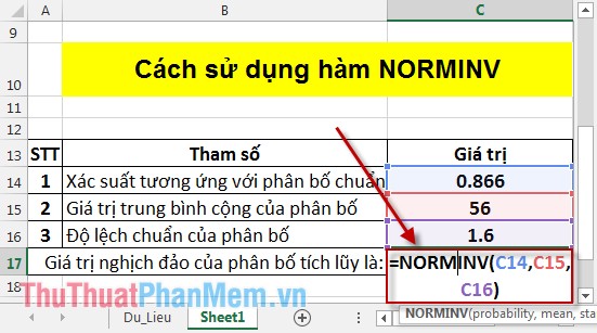 NORMINV function - The function returns the inverse of the cumulative distribution in Excel Picture 2