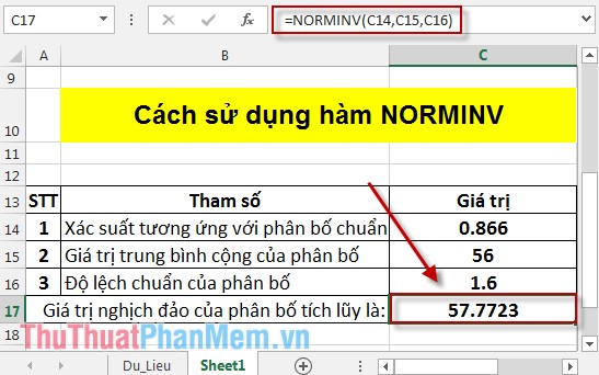 NORMINV function - The function returns the inverse of the cumulative distribution in Excel Picture 3