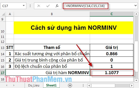 NORMINV function - The function returns the inverse of the cumulative distribution in Excel Picture 4