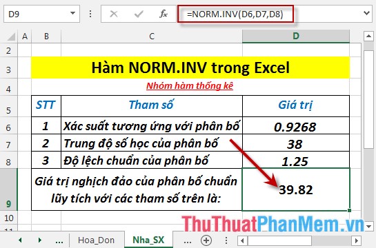 NORM.INV function - The function returns the inverse of the standard cumulative distribution in Excel Picture 4