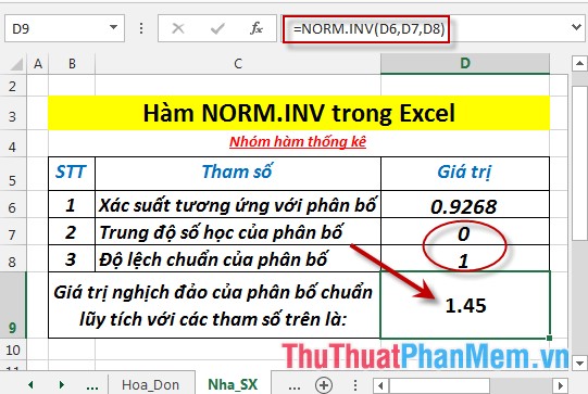 NORM.INV function - The function returns the inverse of the standard cumulative distribution in Excel Picture 5