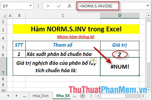 NORM.S.INV function - The function returns the inverse of the normalized distribution with an average value of 0 and a standard deviation of 1 in Excel Picture 5