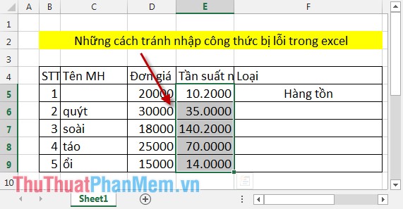 Notes when typing formulas to avoid typing errors in Excel Picture 12