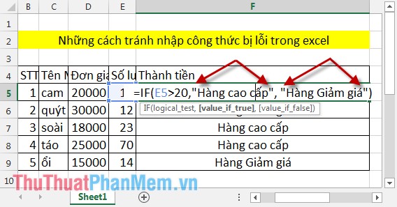 Notes when typing formulas to avoid typing errors in Excel Picture 4