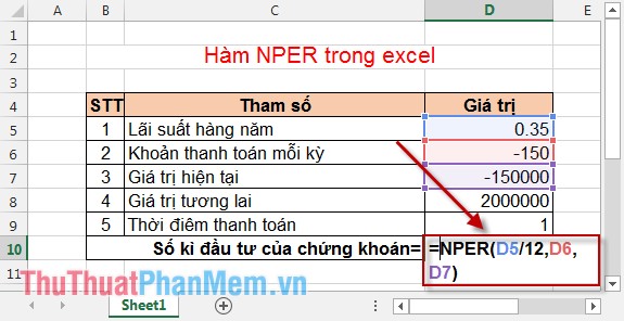 NPER function - The function calculates the period number of an investment in Excel Picture 6