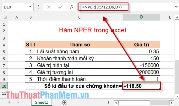 NPER function - The function calculates the period number of an investment in Excel Picture 7